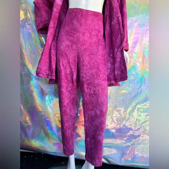 Vintage Pink Tie Dye Fringe Blazer Jacket Pant Set - Picture 5 of 14